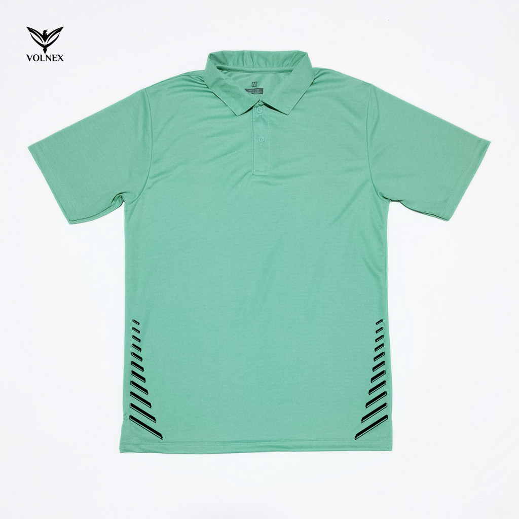 VOLNEX  Polo Dri Fit Olahraga Bulutangkis Pria Dewasa Jumbo Putih Hitam PL020