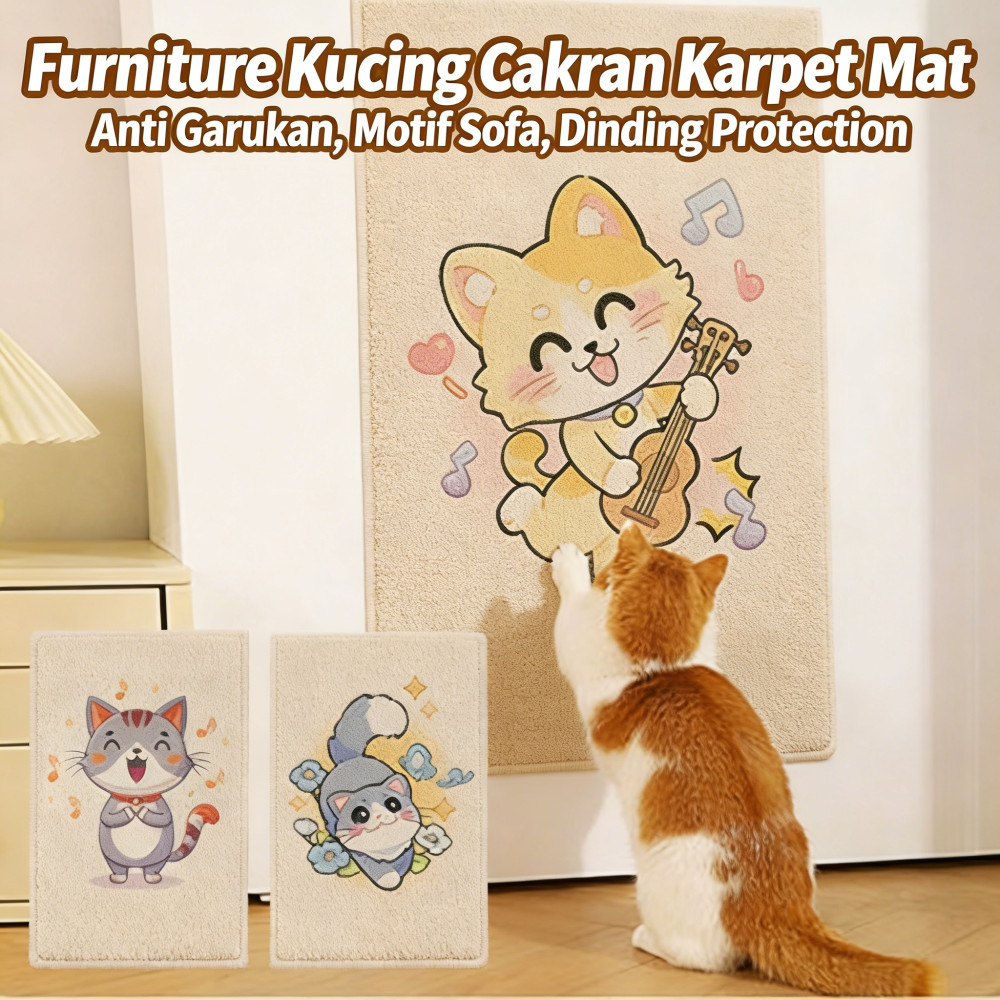 Kucing Garukan Karpet Cakaran Sofa Tempel Dinding Tembok Anti Gores Furniture Motif Kucing