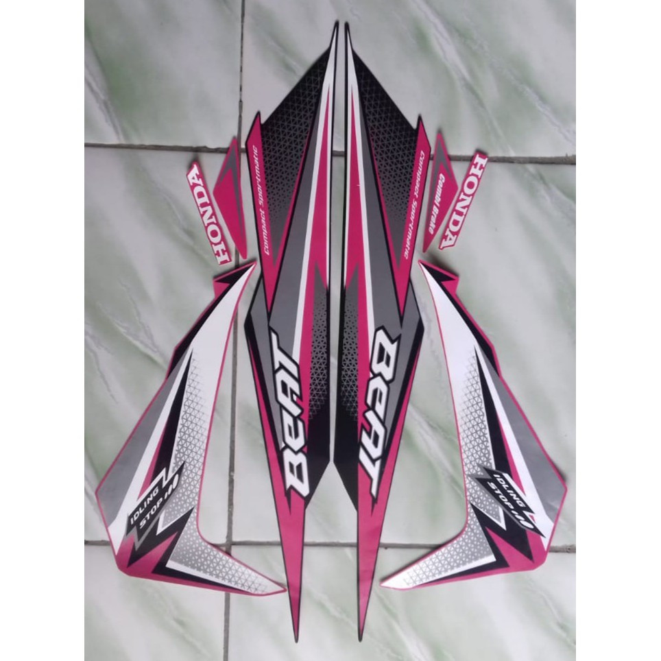 stiker striping beat iss 2018 hitam pink