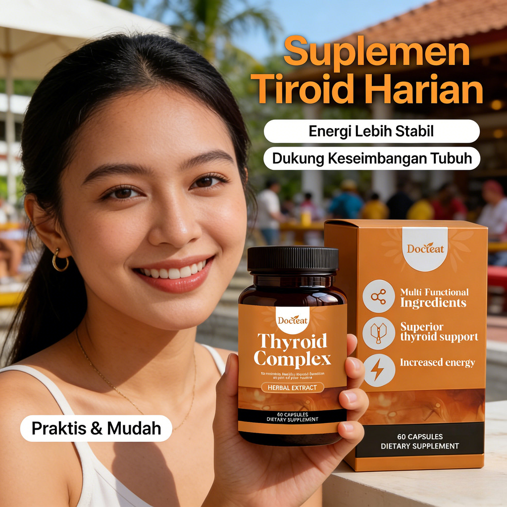 Docteat Thyroid Complex - Suplemen Tiroid, Tingkatkan Energi  Dukung Kesehatan Harian - 60 Kapsul
