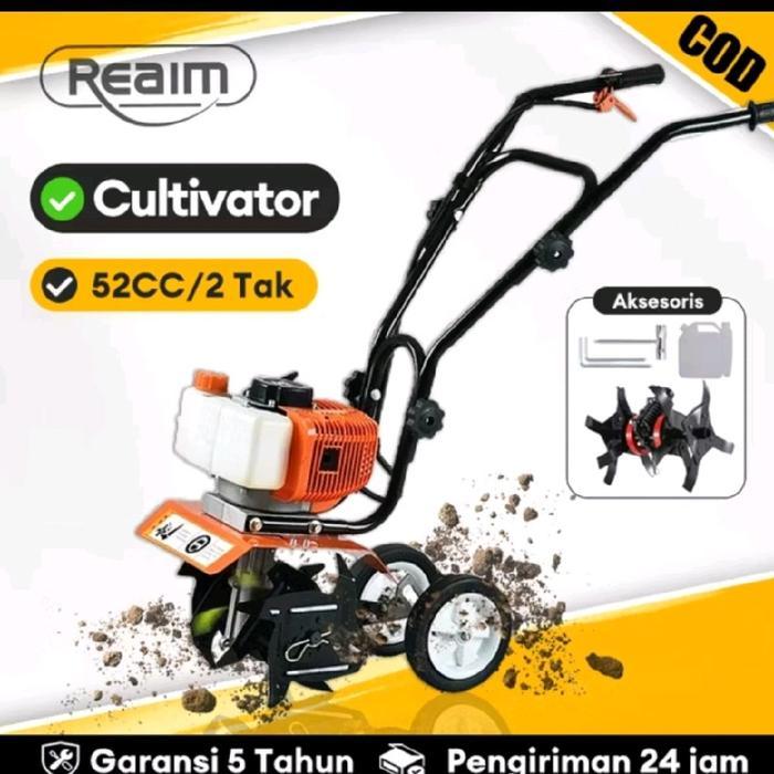 Realm Cultivator Mini Tiller Alat Penggembur Tanah 52CC 2 Tak dengan Garansi 5 Tahun dan Pengiriman 