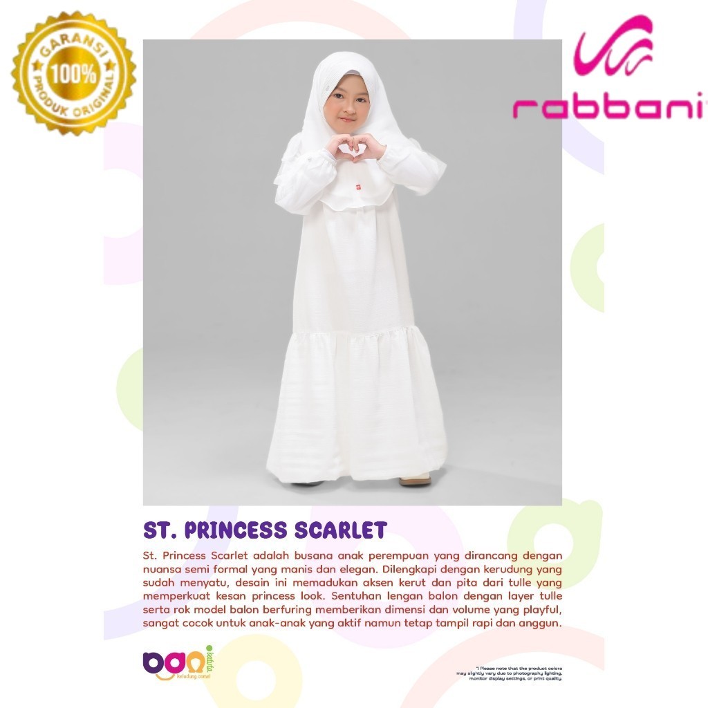 Rabbani ori - Set Khimar Scarlet | Setelan Khimar Scarlet | setelan Gamis Anak Perempuan | Set Gamis