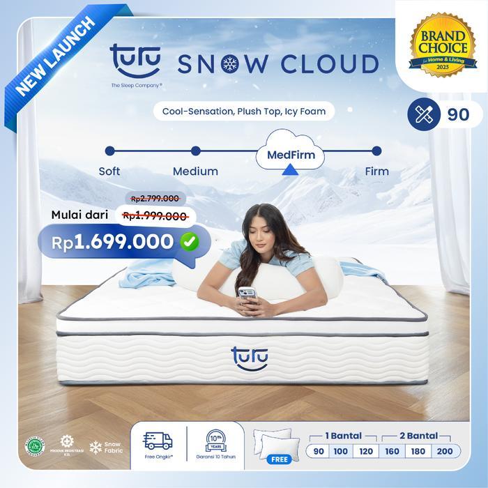 Kasur Dingin Deluxe TURU Snow Cloud Pocket Spring Bed 28cm Icy & HD Foam - Medium Firm Feel - 90x200