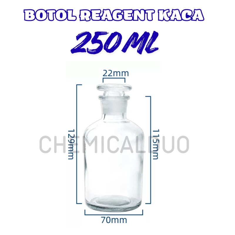 Botol Reagent Kaca Clear Mulut Kecil 250ml Narrow Neck Reagent Bottle untuk Penyimpanan Larutan Kerj
