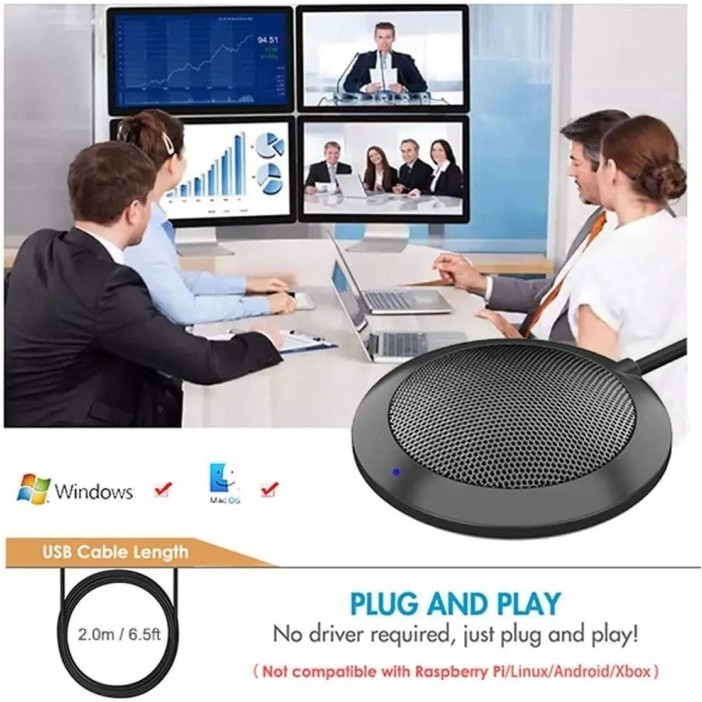 Microphone Conference Metting Rapat High Sensitivity 360 Derajat USB Plug Meja Meeting Zoom Google M