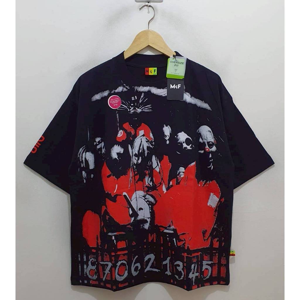 BAJU KAOS T-SHIRT OVERSIZE MUSIC SLIPKNOT NUMBER BLACK