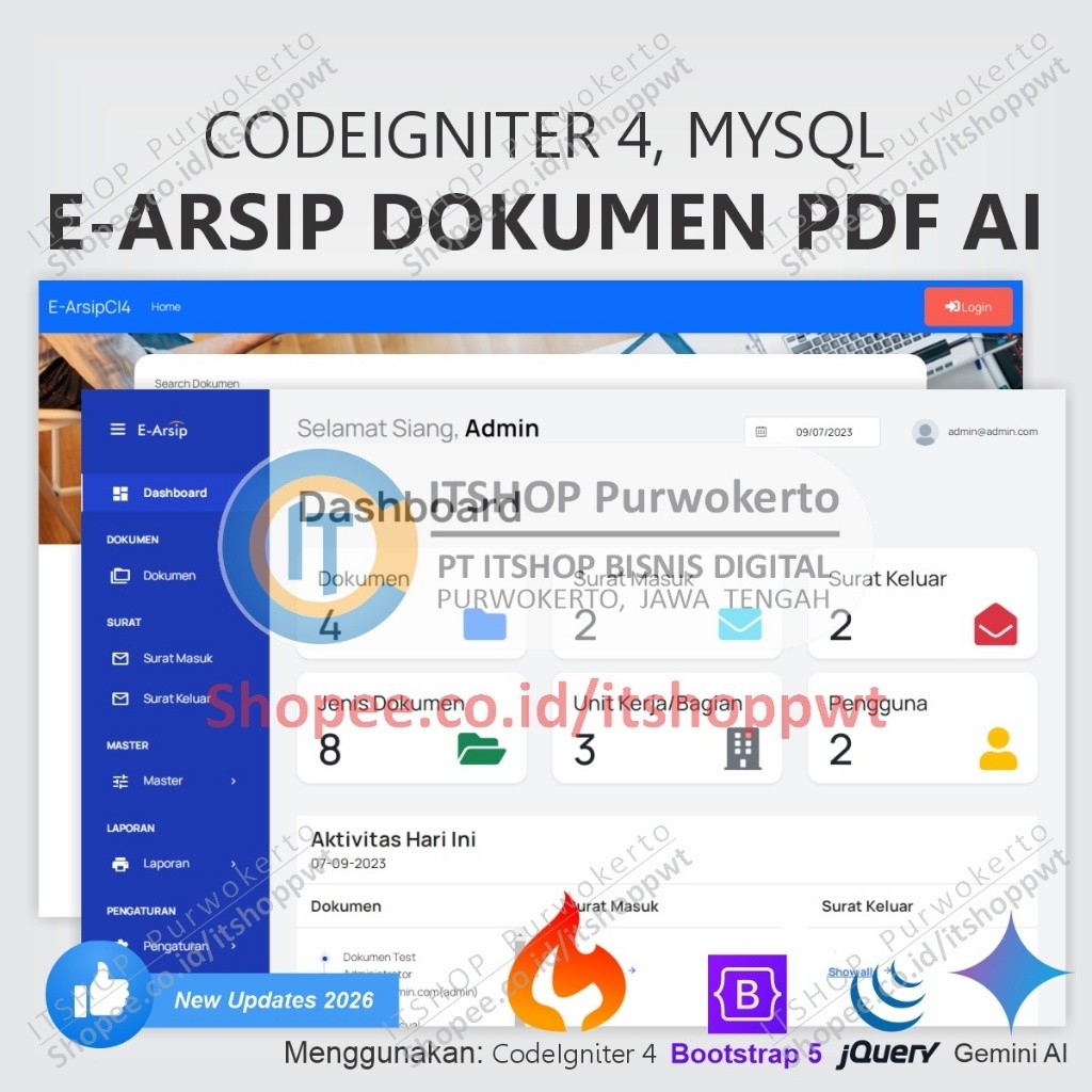 Source Code Aplikasi Web E-Arsip Dokumen PDF Codeigniter 4 MySQL