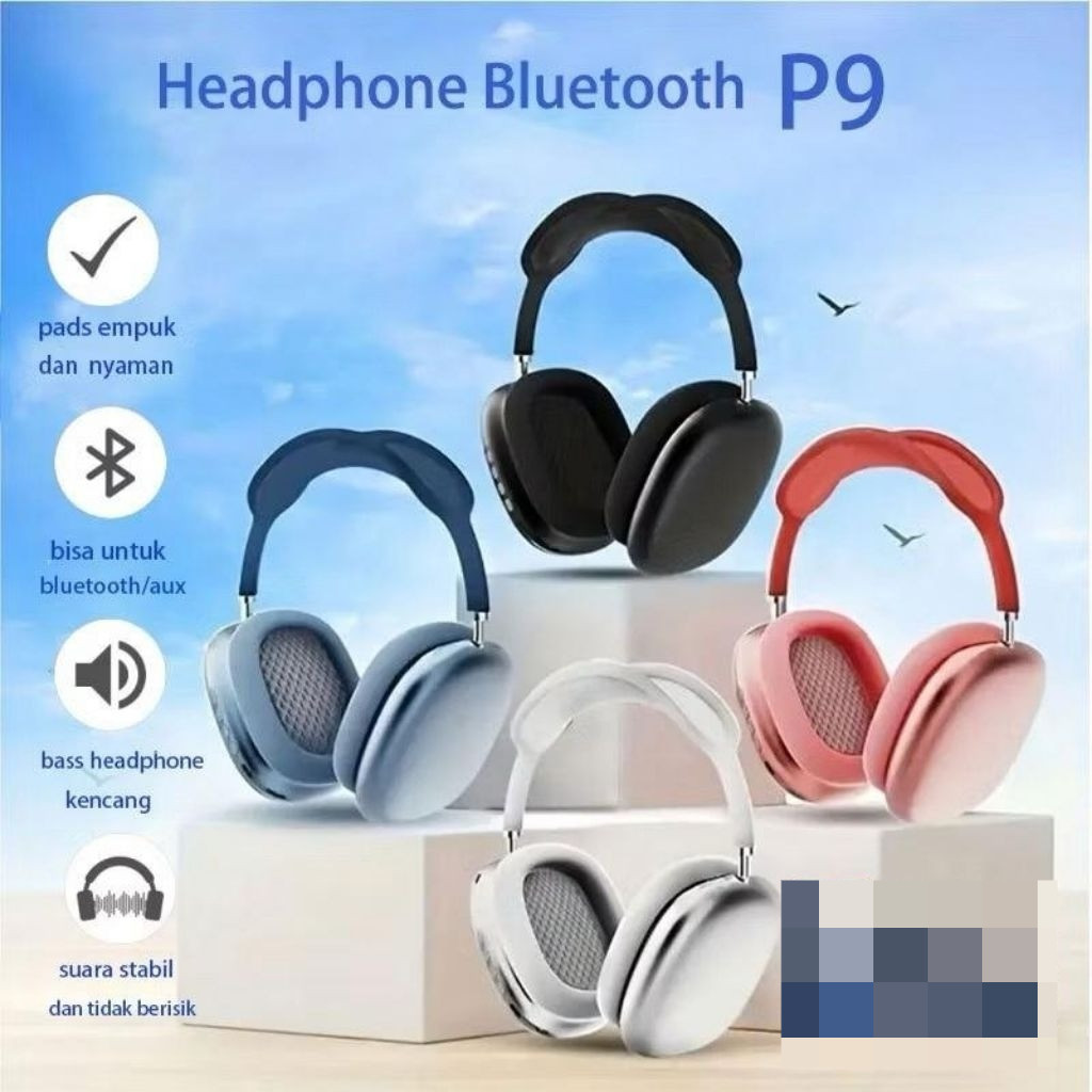 Headphone Wireless P9 Headphone Bluetooth P9 dengan Mikrofon