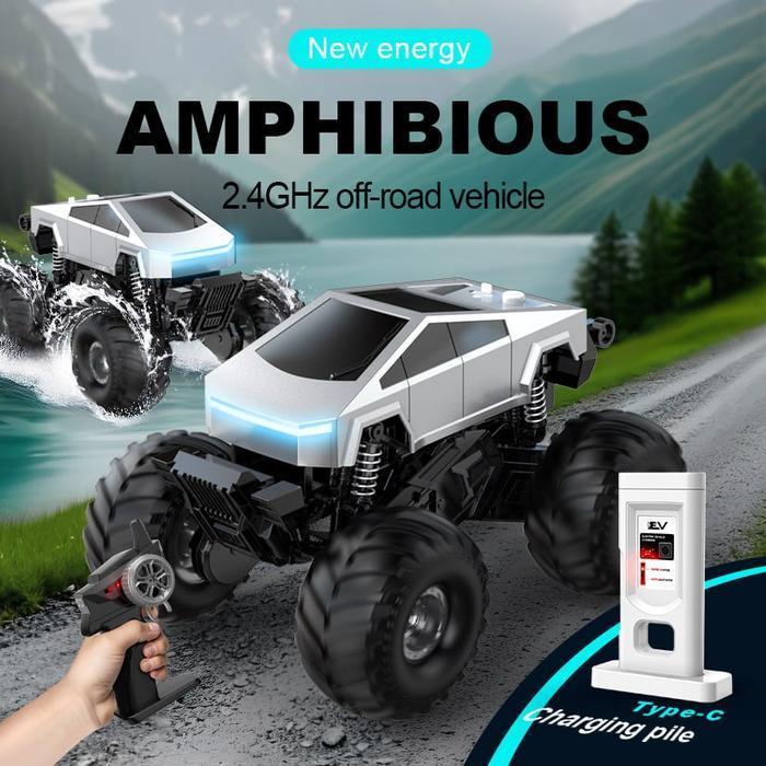 Mobil RC Offroad Amfibi 4WD Ban Besar Remote Control Truck Tahan Air Bisa Jalan Darat & Air Mainan A