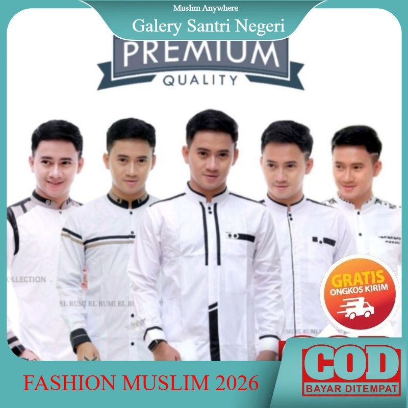 El Rumi Baju Koko Ammu Putih Hitam Motif Kakedo Premium Cassual Ukuran S M L XL Koko Lebaran Az Zahi