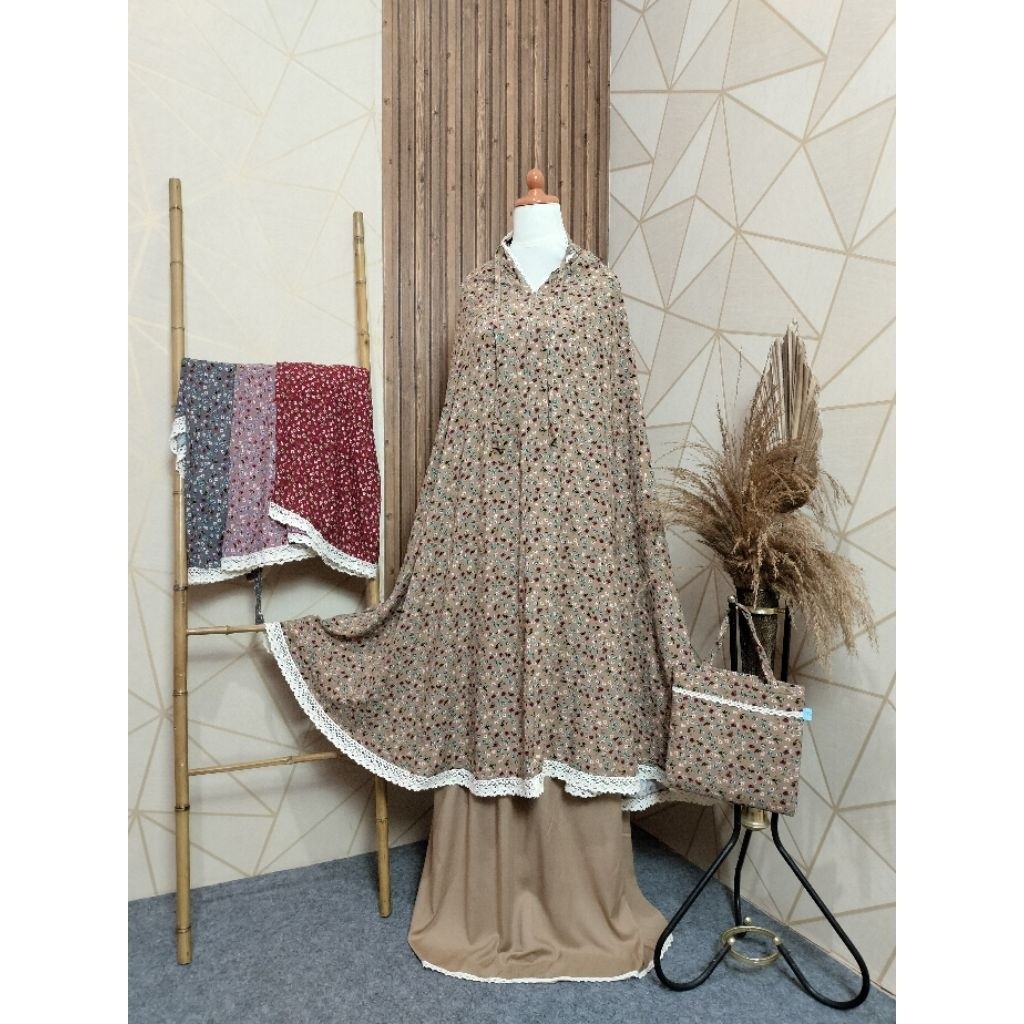 ARDIOSHOP Mukena Motif Bunga Kecil Rayon Viscoos 2in1
