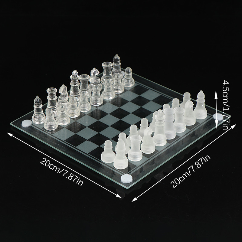 1Set Craft Crystal Glass Chess Set Acrylic Chess Board Anti-broken Chess Game