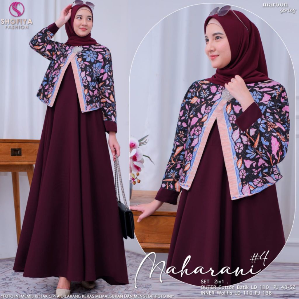 [ NEW ] GAMIS DRESS WANITA STANDAR & JUMBO MAHARANI SET BY SHOFIYA // FASHION MUSLIM// ELVINA -- SHA