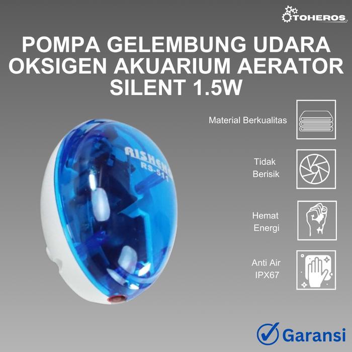 Pompa Aerator Akuarium Gelembung Udara Oksigen Akuarium Aerator Silent 1.5W