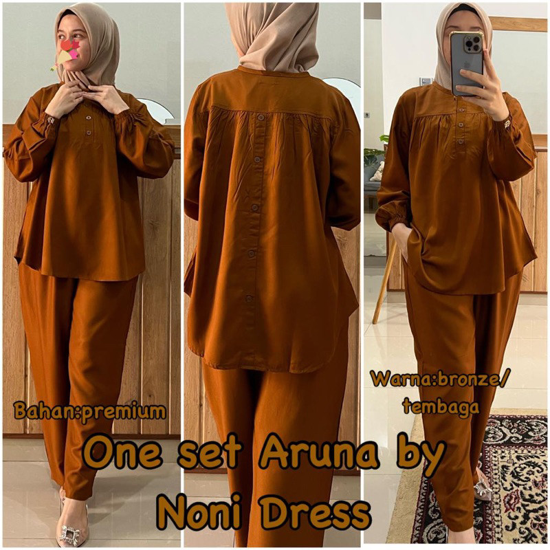 Daster Arab NONI ARUNA One Set Piyama Twill Premium By Noni Dress