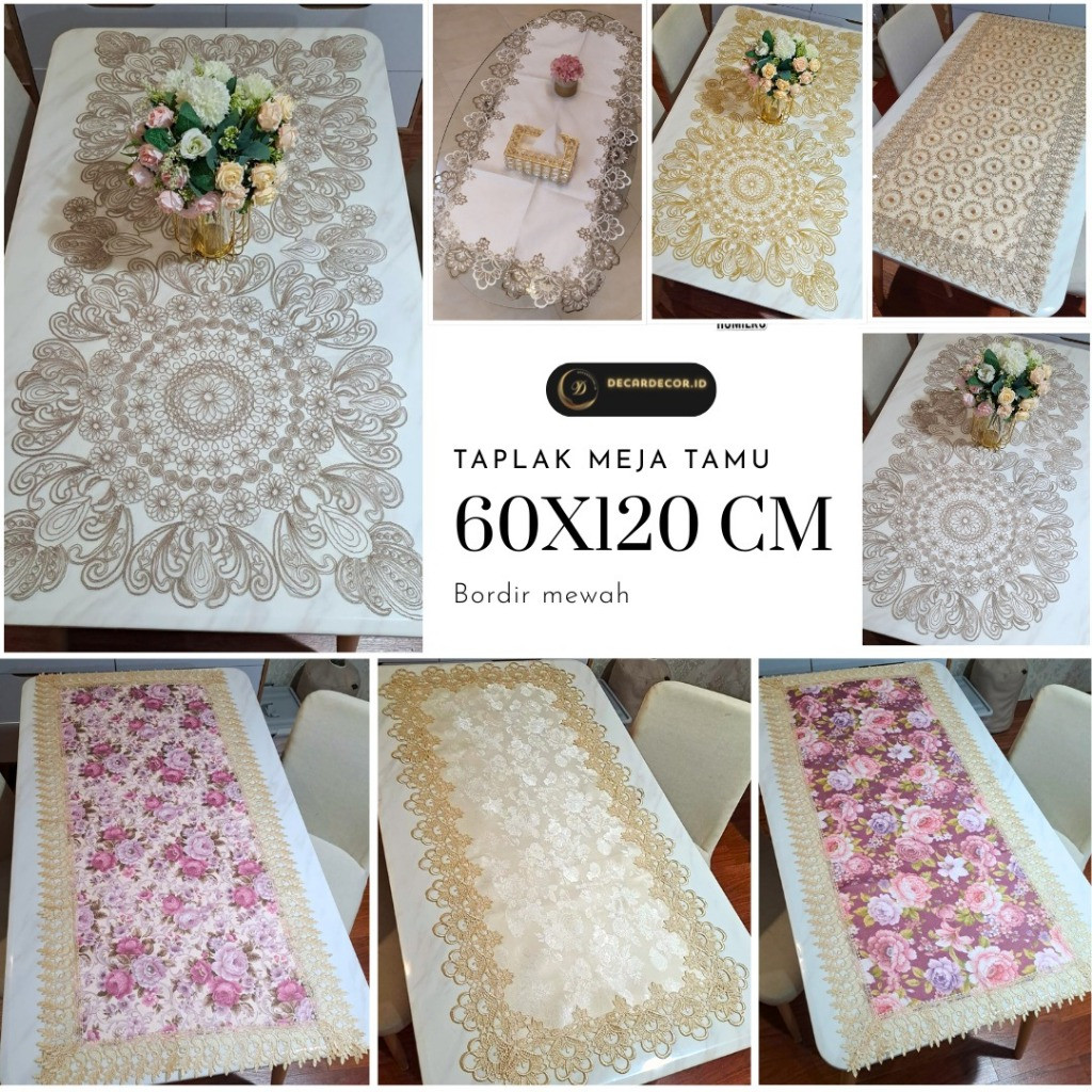 Taplak Meja Tamu Besar 60x120 cm - Taplak Meja Aesthetic Mewah 60×120 cm - Taplak 120x60 cm