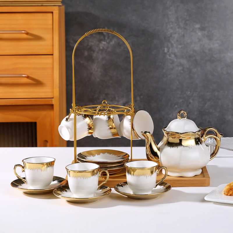TCID Set Teko Cangkir Keramik Kopi 1 Teapot 6 Gelas European Style