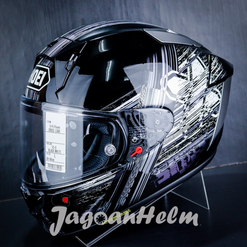 SHOEI HELM X15 CROSS LOGO TC5 | BLACK WHITE | XFIFTEEN SNI