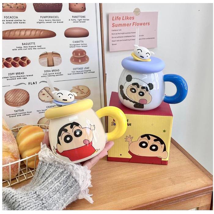 Mug Crayon Sincan Ceramic Mug Keramik Lucu Sin Chan - sinchan 500ml-blue
