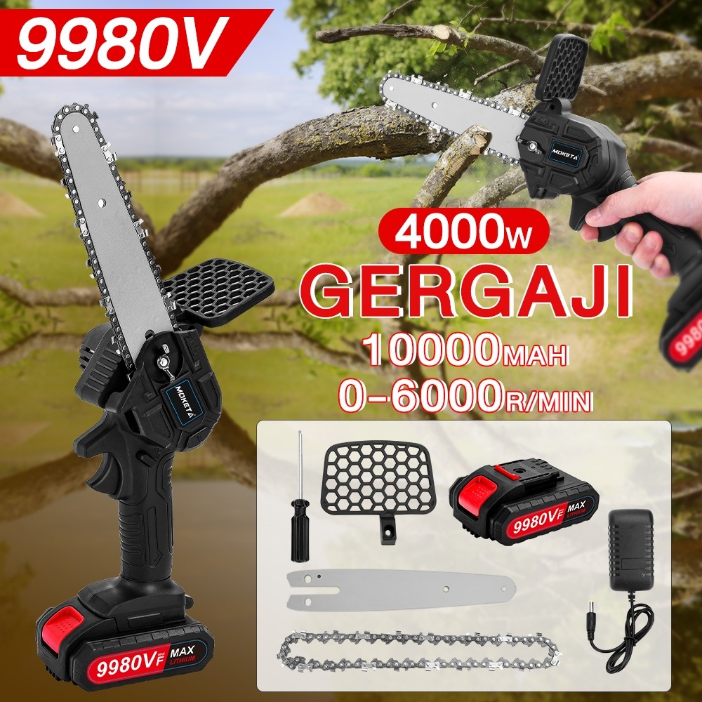 Chainsaw mini 6 Inch Chainsaw Chain Saw Cordless 2 baterai 12 Inch Chainsaw Cordless Chainsaw Gergaj