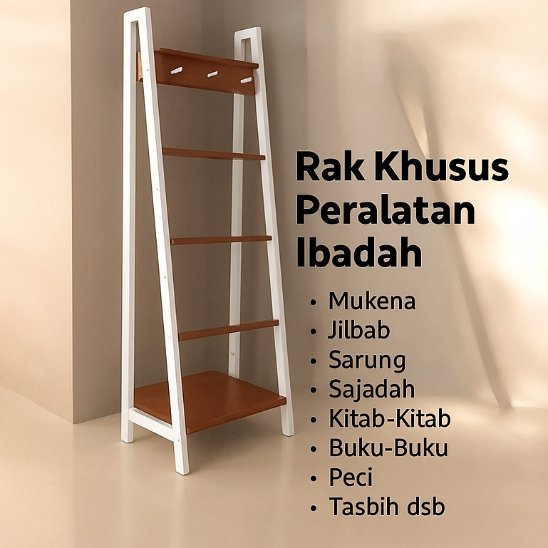 RAK SAJADAH RAK MUKENA RAK ALQURAN -COKLAT PERNIS Rak mukenah dan sejadah FD34
