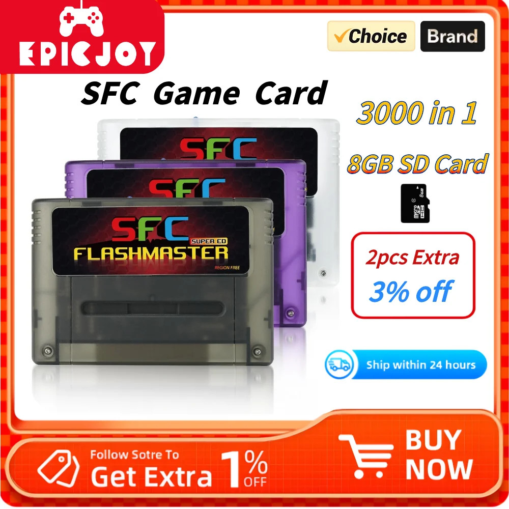 3000 in 1 V1.2 Super Everdrive With 8GB TF Card Game Cartridge For Nintendo SNES SFC Game Console 20