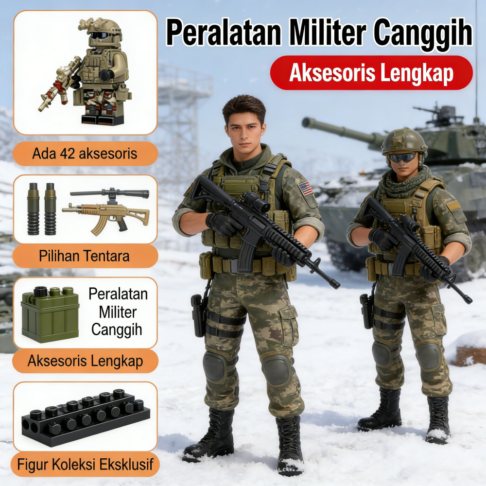 Balok Militer Susun Minifigure Swat Team Mainan Tentara Mini