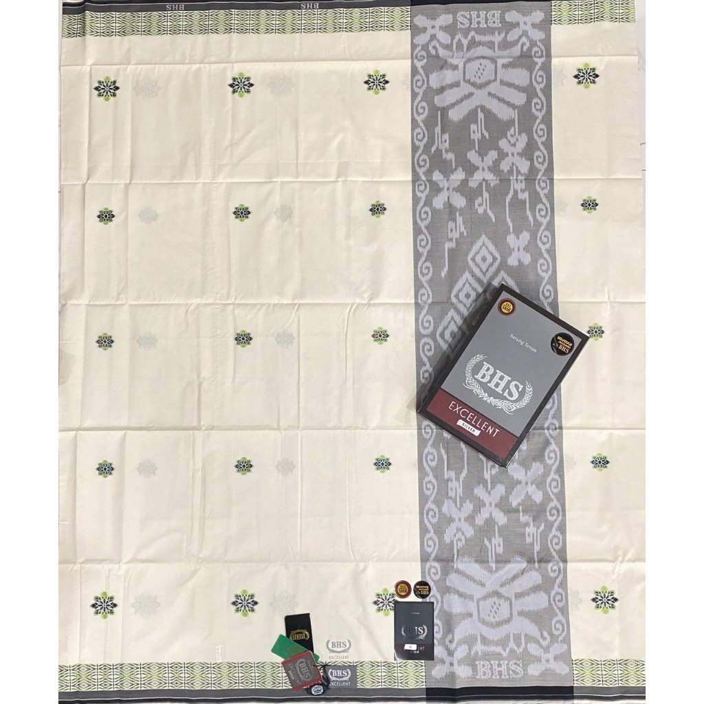 Sarung BHS Excellent Songket Silver 100% ORI Elegan SGA, SMB, SGB, SGF White series
