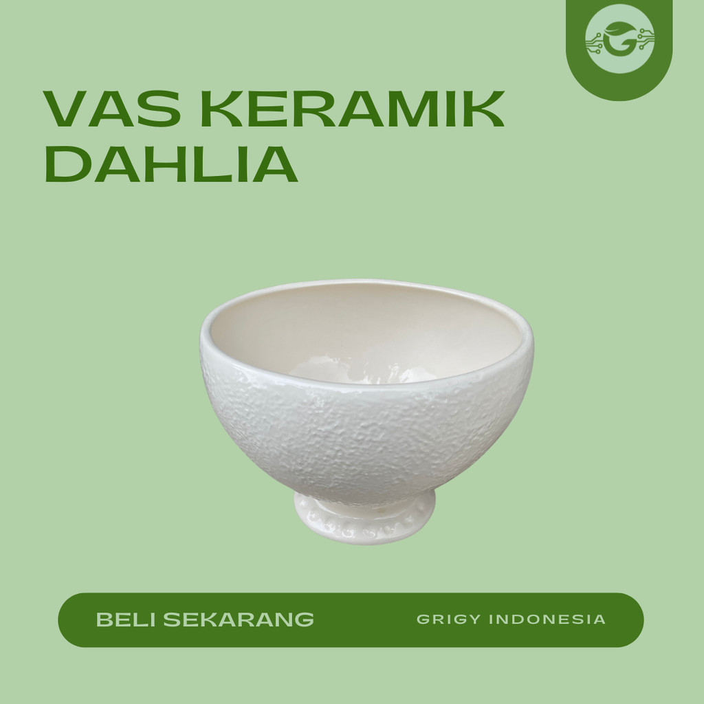 VASE AESTETIK DAHLIA  BEJANA KERAMIK WARNA PUTIH