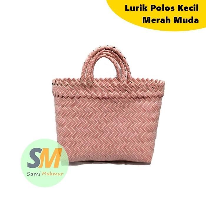 Sami Makmur Tas Anyaman Plastik Lurik POLOS KECIL 24x10x20 cm Bahan Kuat Cocok untuk Belanja & Parce