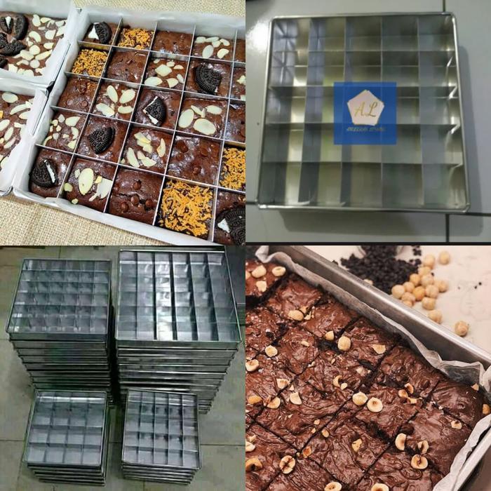 Loyang Kue Brownies Sekat ISI 25 / Cetakan Kue Sekat 20X20 cm