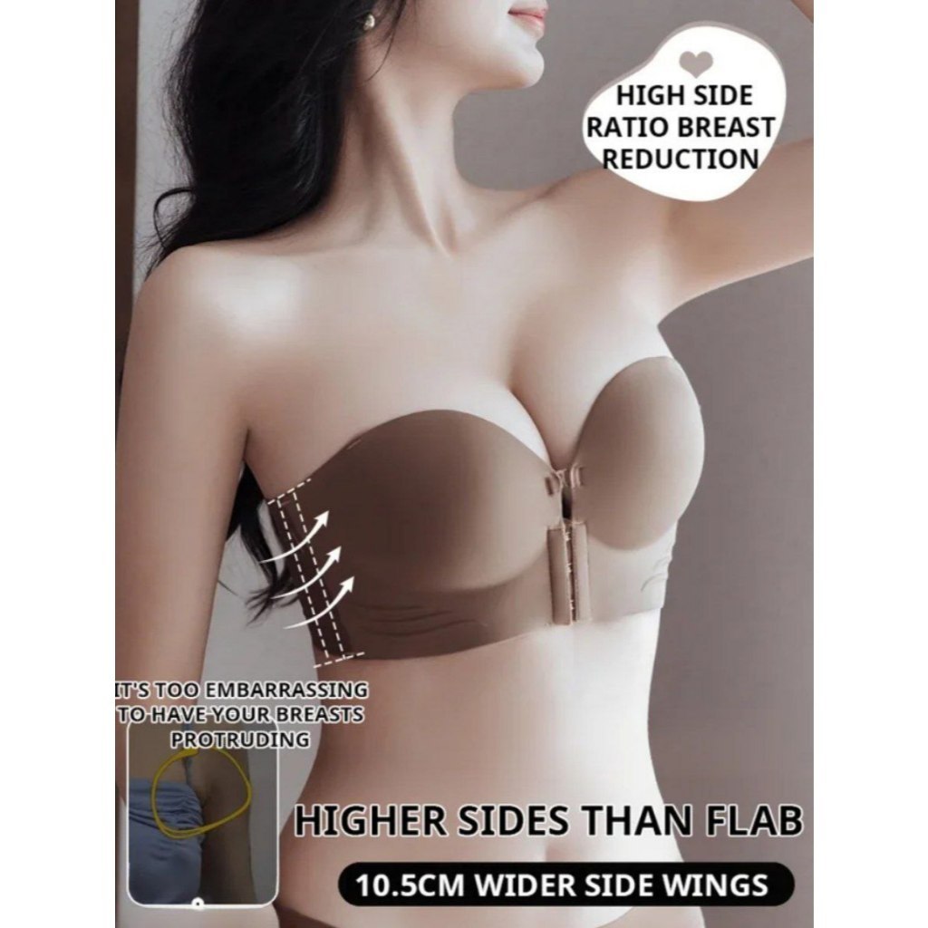 Bra Push-up Anti Selip Tanpa Tali | Bra Tanpa Jahitan Kancing Depan | Bra Punggung Cantik Tanpa Cinc
