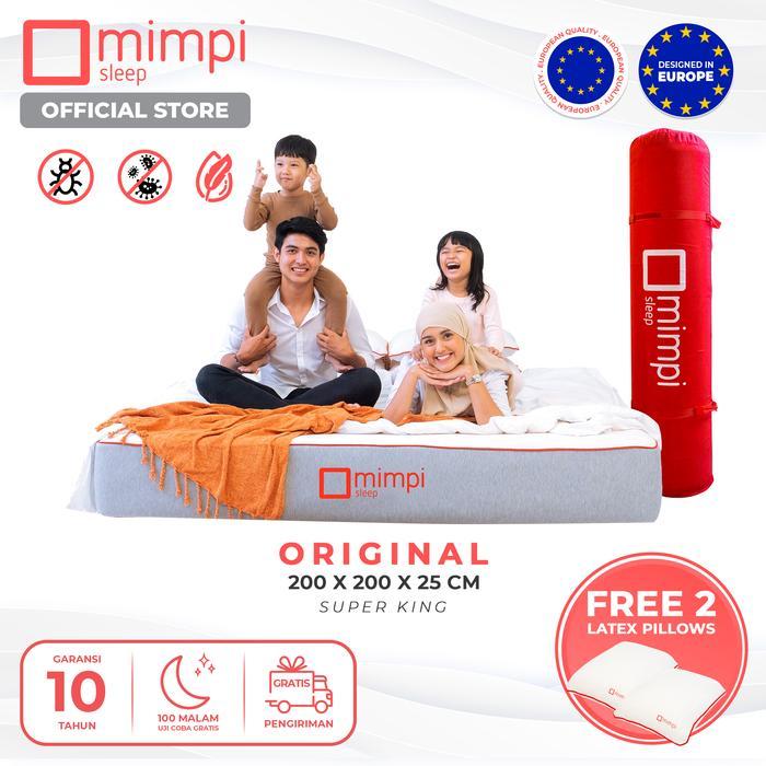 Mimpi Sleep Kasur Mimpi Original 200x200x25cm Super King - Kasur Latex Premium 4 Lapisan dengan 2 Ba