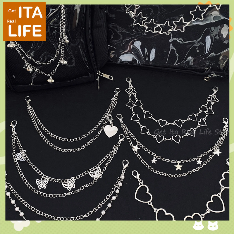 Italife Silver Chain Ita Bag Accessories Pearl Double Layer Metal Chain Itabag Decoration Women Butt