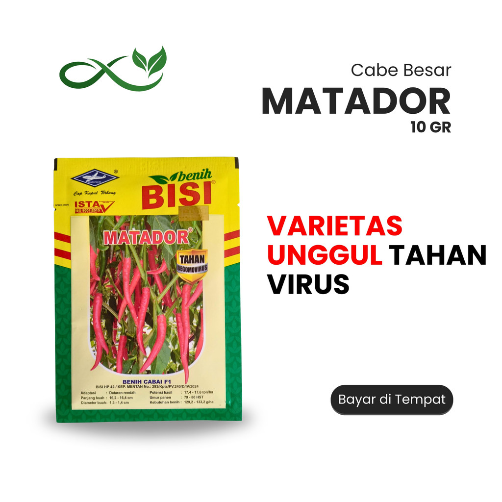 Benih Cabai Besar MATADOR F1 BISI 10gr – Varietas Unggul Tahan Virus