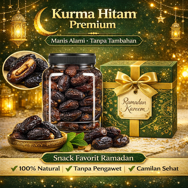 100% Alami & Tanpa Bahan Tambahan HFH Kurma Hitam Organik - Kurma Hitam/Sehat Alami/Diet Sehat/Kontr