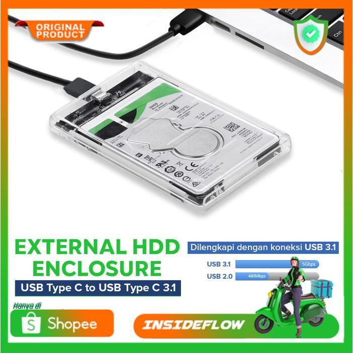 Casing External HDD 2.5 In Hardisk Case USB Type C to USB Type C 3.1