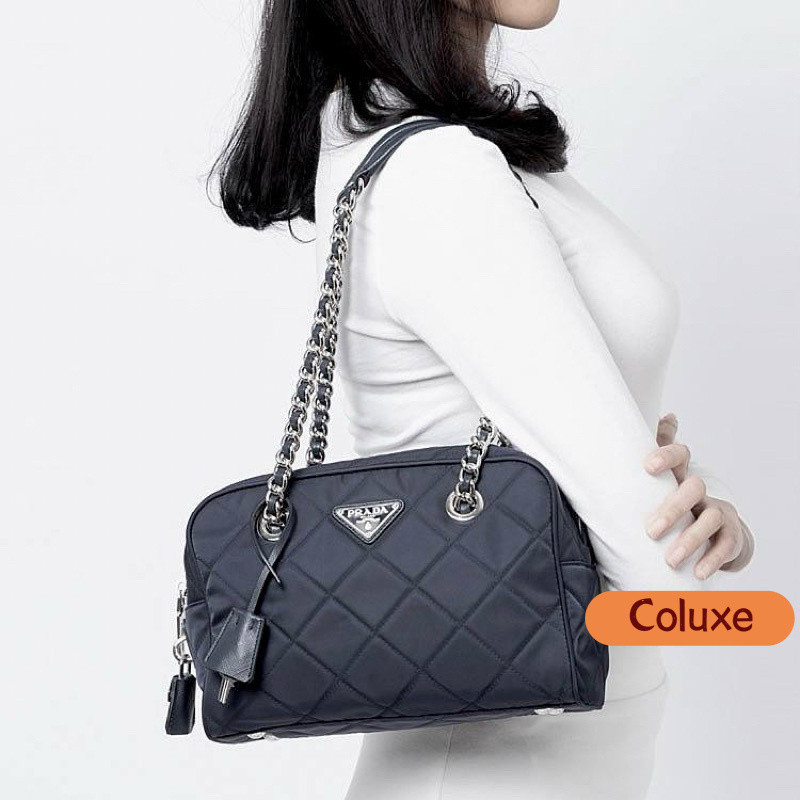 NEW PR A  DA Bandoliera Tessuto Impuntu Quilted Shoulder Bag with Chain & Leather Strap