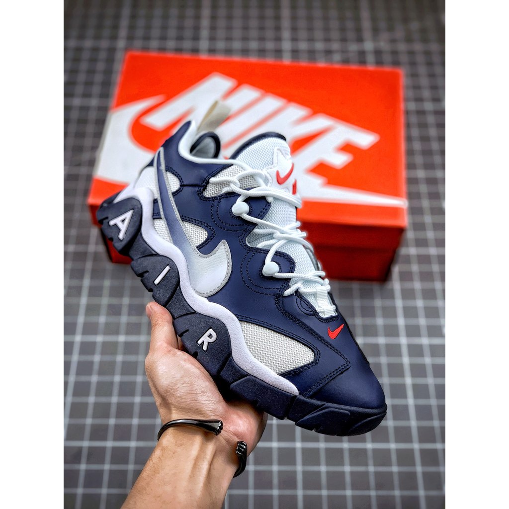 Air Barrage Low Dark Blue Seri Serangan Api Pria Sepatu Basket Budaya Vintage