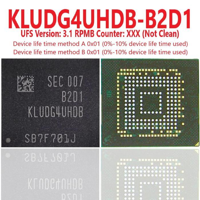 IC KLUDG4UHDB-B2D1 UFS 3.1 & 3.0 128GB Samsung KLUD BGA 153 KLUDG4UHDB - UFS Version: 3.0