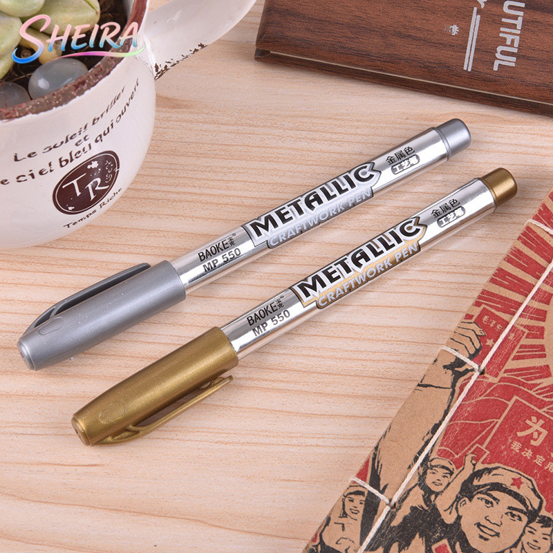 Pena/Sikat Pena Warna/Logam Tinta Emas/Perak/Sikat Logam/Pena Gunting/Spidol Cat Emas/Perak
