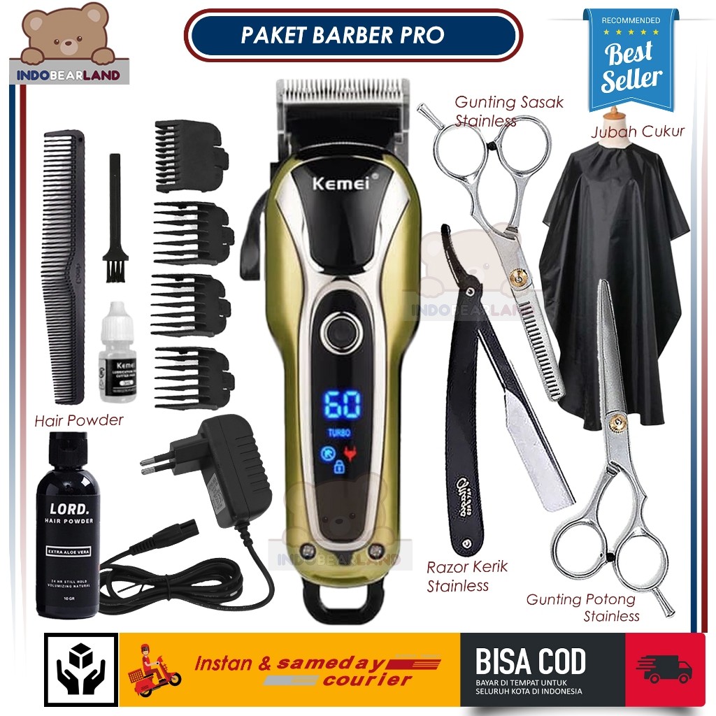 Alat Mesin Cukur Rambut Original Kemei Hair Clipper Peralatan Salon Barber Pangkas Rambut Lengkap