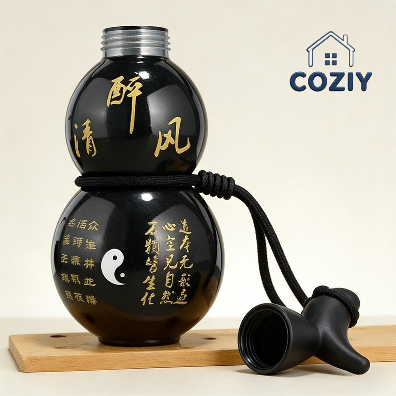 COZIY Black Wukong Botol Air Minum Holo Labu 750ML  Gourd Water Bottle Botol Air Olahraga Hulu Labu