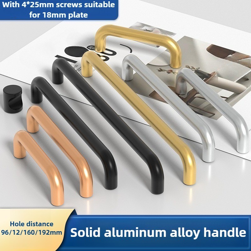 Gagang Lemari Minimalis Modern, Gagang Pintu Kabinet dari Paduan Aluminium Solid, Gagang Laci Lemari