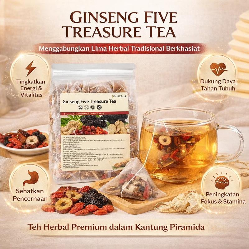Tingkatkan Stamina Teh Ginseng Lima Nutrisi 100g Untuk Kesehatan Pria/Teh Herbal/Stamina Pria/Pria D