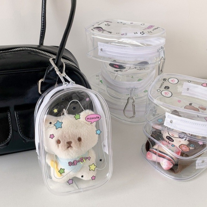 Tas Pouch Boneka Transparan PVC Import | Dompet Gantungan Kunci untuk Boneka & Pin | Pelindung Bonek