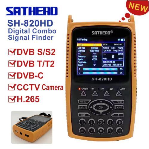 Newest gital Satellite Finder DVB-S2 DVB-T2 DVB-T Signal Meter SATHERO SH-820HD Signal Finder Meter 