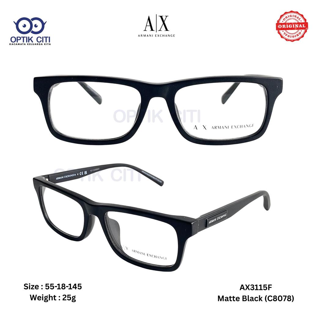 Frame Kacamata Pria Armani Exchange AX 3115 F- Matte Black C 8078 Original