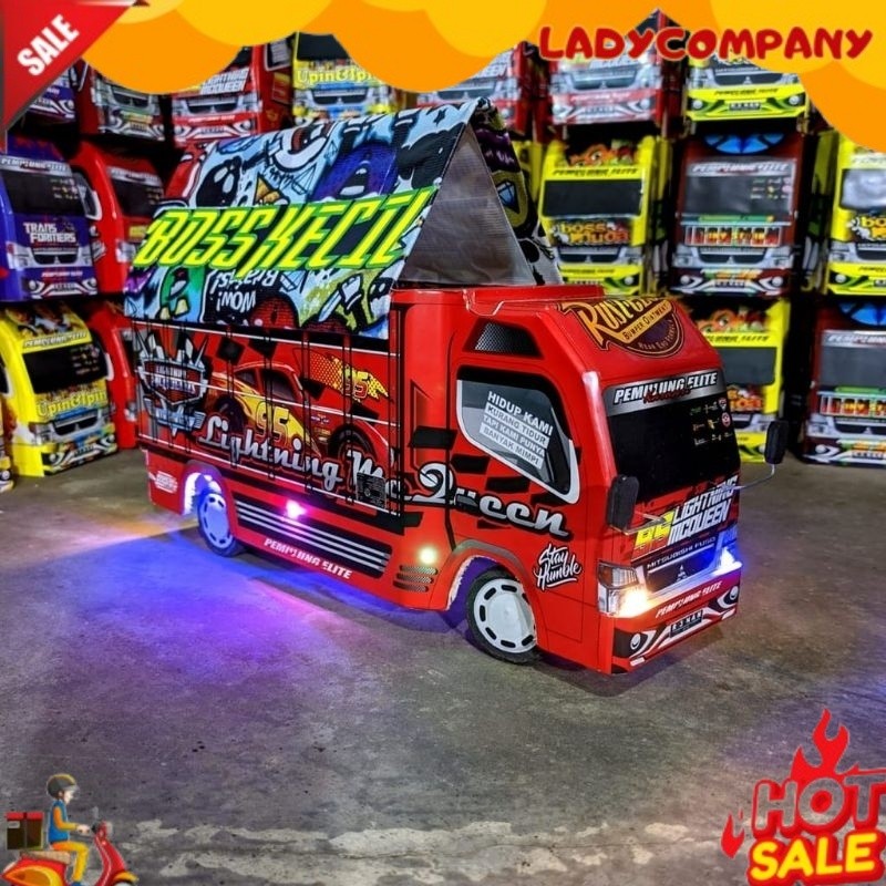 PROMO MURAH MINIATUR TRUK OLENG KAYU FULL LAMPU KELIP MURAH GROSIR MAINAN miniatur truk oleng miniat