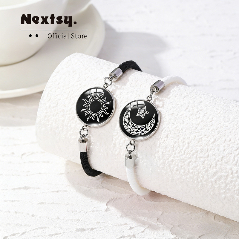 Gelang Couple Gelang Persahabatan 2 Orang Gelang Pasangan "Matahari & Bulan"Gelang Kepang Dengan Efe